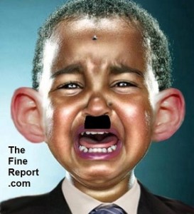 obama cry baby with moustache and fly for cube