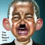obama cry baby with moustache and fly for cube