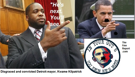 Kwame Kilpatrick pointing at Obama