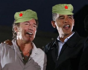 Obama and Springsteen in Mao hats