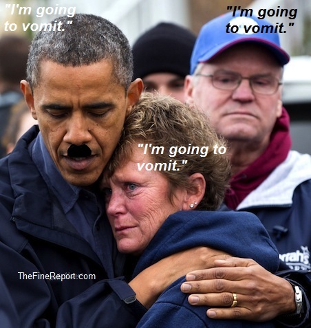 United States President Barack Obama hugs Donna Vanzant, the owner of North Point Marina, as he tours damage from Hurricane Sandy in Brigantine, New Jersey<br />
Hurricane Sandy, New Jersey, America - 31 Oct 2012<br />
 (Rex Features via AP Images)