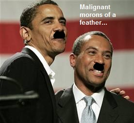 deval patrick and barack obama with hitler moustaches
