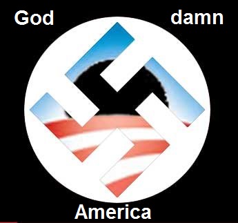 Obama nazi swastika God damn America