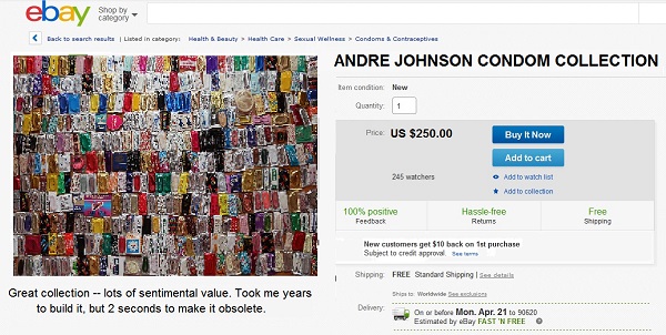 Andre Johnson's condom collection