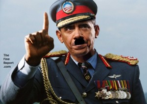 Obama dressed up as dictator with moustache