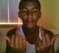 Trayvon Martin giving finger close