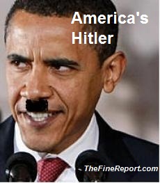 barack-obama with hitler moustache American Hitler